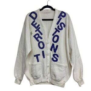 Steady Hands Detroit Pistons Vintage Size XL Cardigan Sweatshirt Basketball Fan